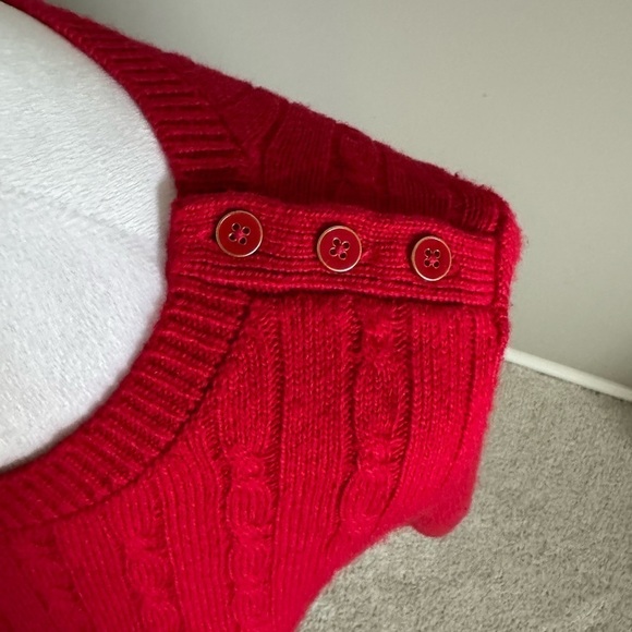 Talbot’s Cherry Red Crewneck Cable Knit Sweater - Picture 2 of 8